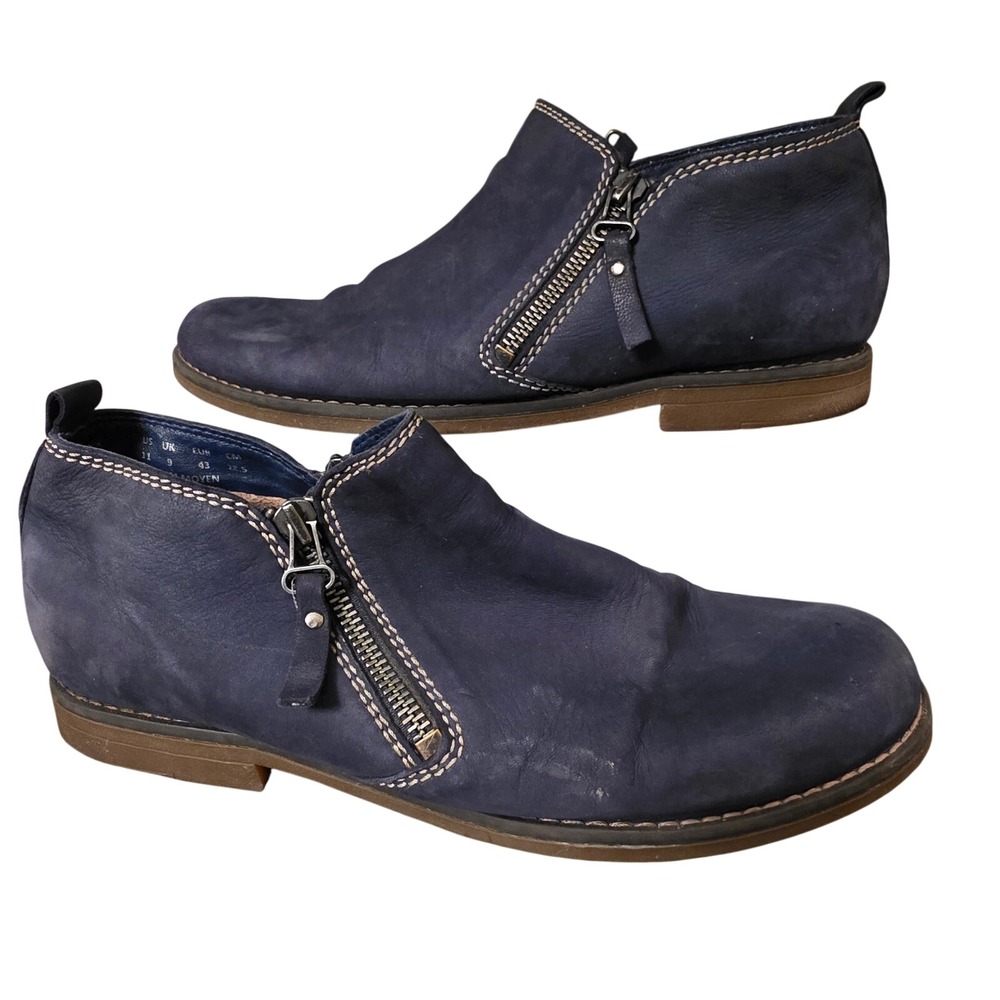 Hush Puppies Women Navy Suede Zipper Ankle Boots Booties‎ Size 11
